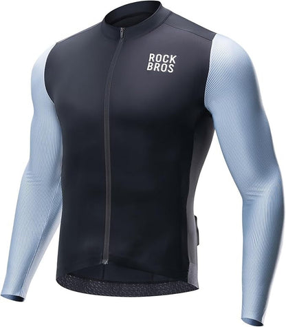 ROCKBROS Cyklistický dres s dlouhým rukávem Pánský cyklistický dres Prodyšný Rychleschnoucí Cyklistické oblečení Zip se 3 kapsami Tričko pro muže Silniční kolo MTB Evropská velikost