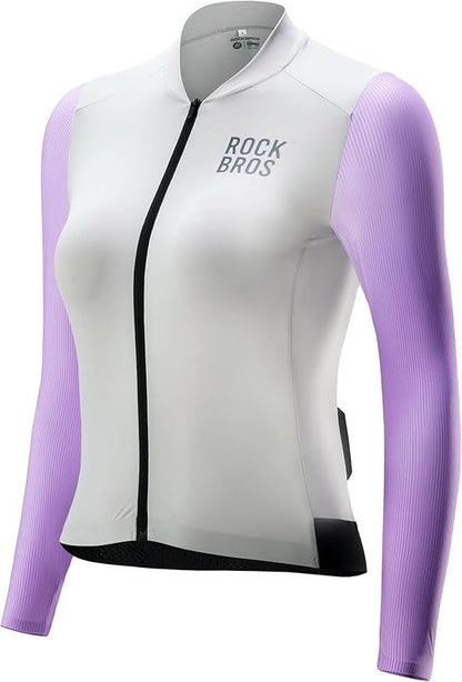 Cyklistický dres ROCKBROS dámský cyklistický dres s dlouhým rukávem letní bunda na kolo cyklistický dres dres na silniční kolo se 3 zadními kapsami MTB cyklistické oblečení prodyšné