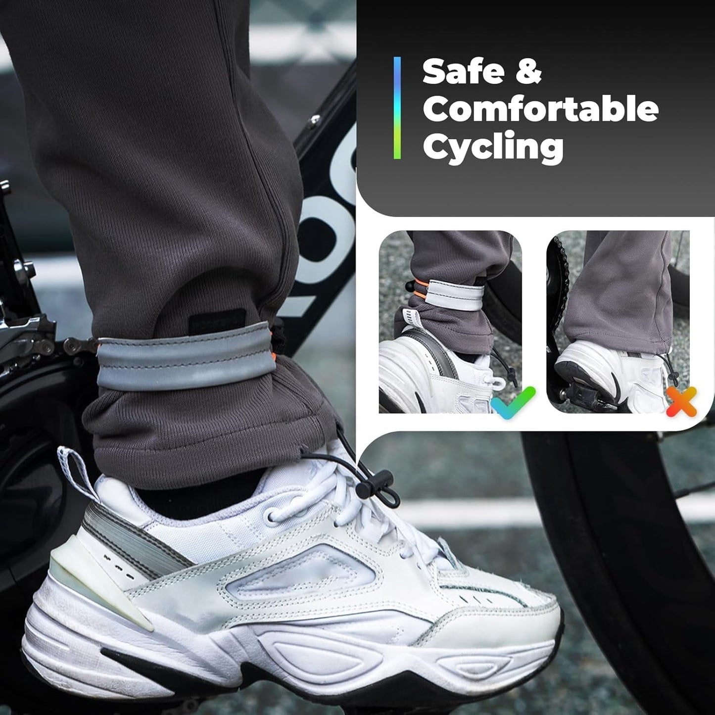 ROCKBROS Reflexní pásek Elastická spona na kalhoty Chránič cyklistického kalhot Reflexní pásek na kalhoty pro venkovní jogging Jízda na kole Běh 1 pár