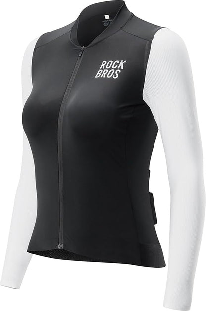Cyklistický dres ROCKBROS dámský cyklistický dres s dlouhým rukávem letní bunda na kolo cyklistický dres dres na silniční kolo se 3 zadními kapsami MTB cyklistické oblečení prodyšné