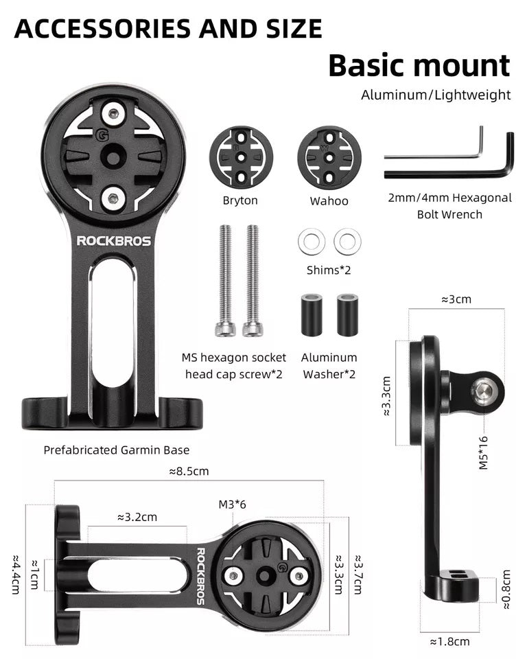 Držák na cyklistický počítač ROCKBROS pro držák GPS na řídítka Garmin Bryton Wahoo hliníkový