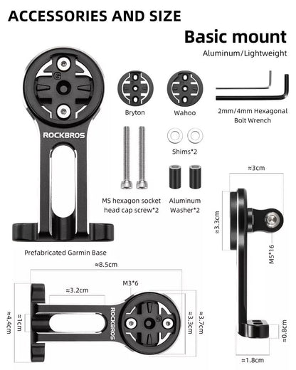 Držák na cyklistický počítač ROCKBROS pro držák GPS na řídítka Garmin Bryton Wahoo hliníkový