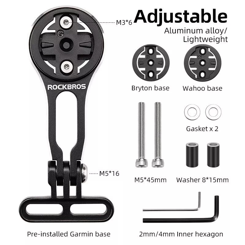 Držák na cyklistický počítač ROCKBROS pro držák GPS na řídítka Garmin Bryton Wahoo hliníkový