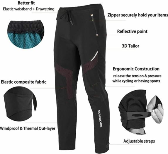 ROCKBROS cyklistické kalhoty větruodolné dlouhé kalhoty sportovní cyklistické kalhoty evropská velikost M-4XL