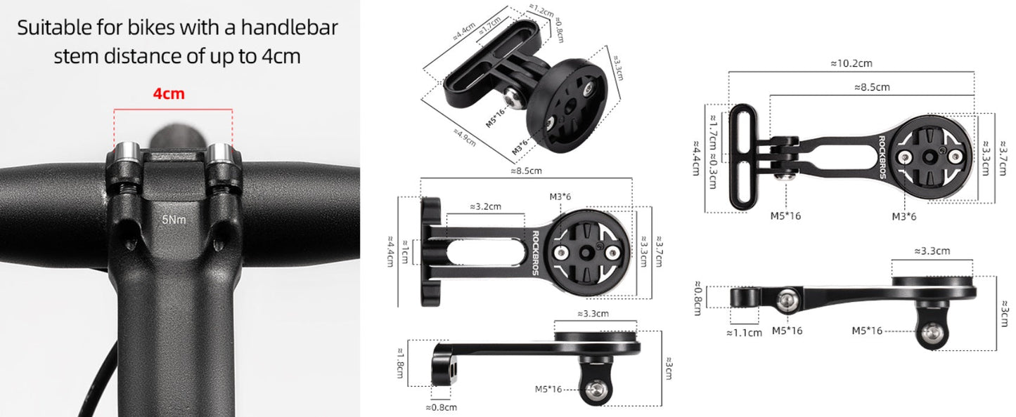 Držák na cyklistický počítač ROCKBROS pro držák GPS na řídítka Garmin Bryton Wahoo hliníkový