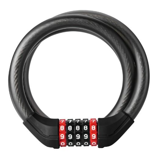 Zámek na kolo ROCKBROS 120cm/180 cm kabelový zámek 5dílný kombinační zámek ocel