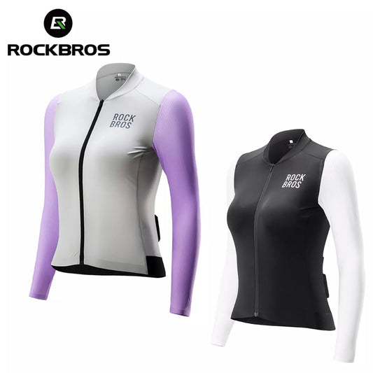 Cyklistický dres ROCKBROS dámský cyklistický dres s dlouhým rukávem letní bunda na kolo cyklistický dres dres na silniční kolo se 3 zadními kapsami MTB cyklistické oblečení prodyšné