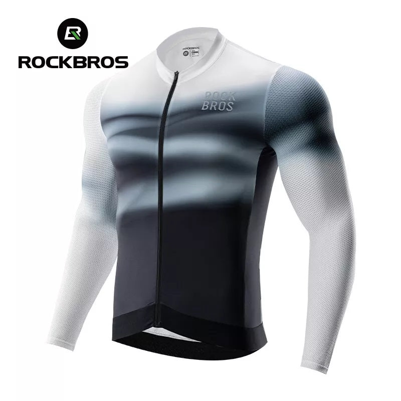 ROCKBROS pánský cyklistický dres, cyklodres s dlouhým rukávem, cyklistický dres pro cyklistiku, cyklistiku, MTB, silniční kolo, cyklistické oblečení, prodyšný, rychleschnoucí