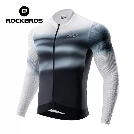 ROCKBROS pánský cyklistický dres, cyklodres s dlouhým rukávem, cyklistický dres pro cyklistiku, cyklistiku, MTB, silniční kolo, cyklistické oblečení, prodyšný, rychleschnoucí