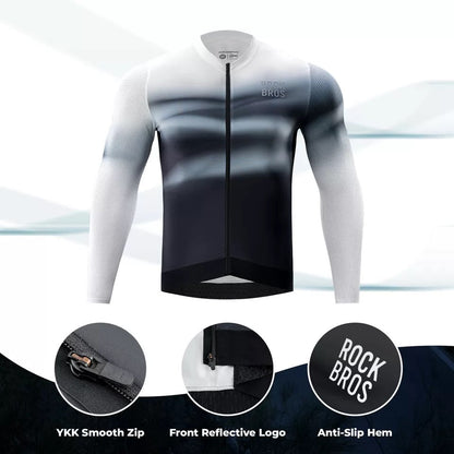 ROCKBROS pánský cyklistický dres, cyklodres s dlouhým rukávem, cyklistický dres pro cyklistiku, cyklistiku, MTB, silniční kolo, cyklistické oblečení, prodyšný, rychleschnoucí