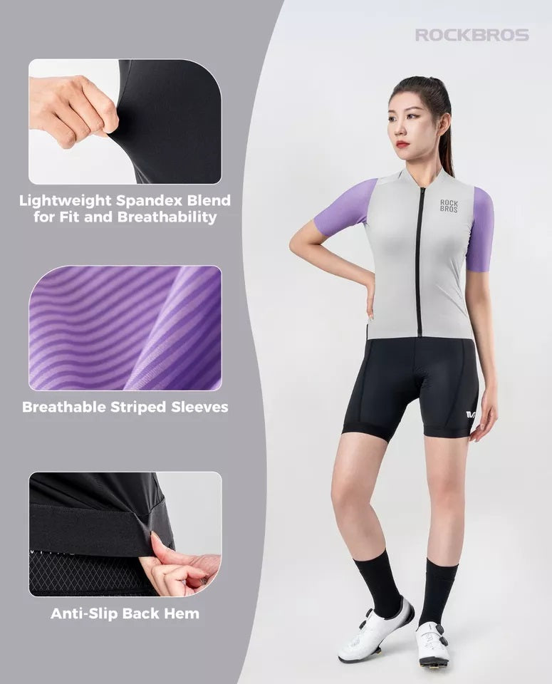 Cyklistický dres ROCKBROS dámský cyklistický dres s krátkým rukávem letní bunda na kolo cyklistický dres dres na silniční kolo se 3 zadními kapsami MTB cyklistické oblečení prodyšné