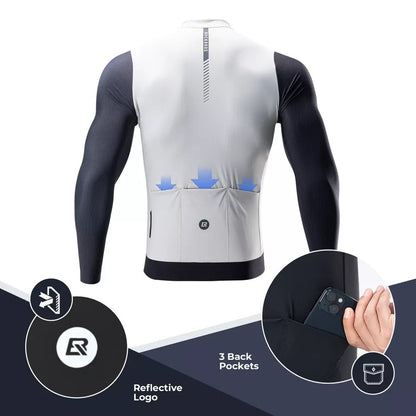 ROCKBROS Cyklistický dres s dlouhým rukávem Pánský cyklistický dres Prodyšný Rychleschnoucí Cyklistické oblečení Zip se 3 kapsami Tričko pro muže Silniční kolo MTB Evropská velikost