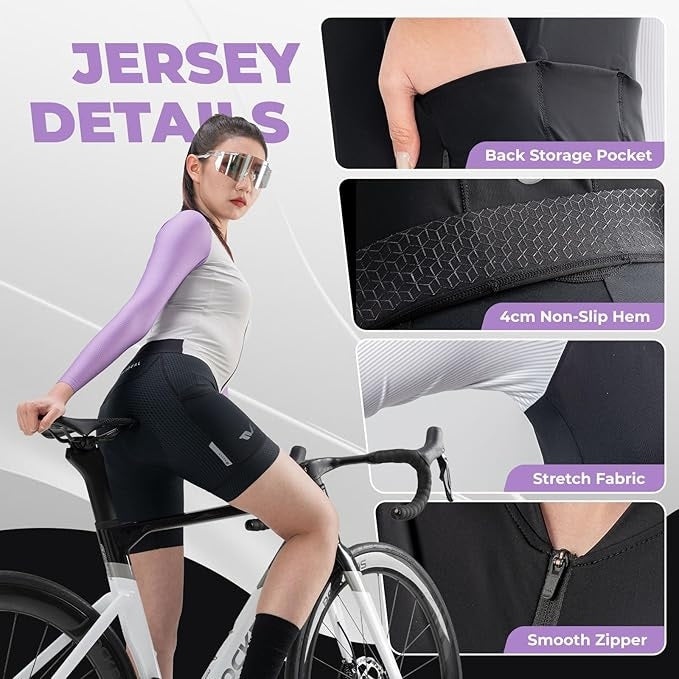 Cyklistický dres ROCKBROS dámský cyklistický dres s dlouhým rukávem letní bunda na kolo cyklistický dres dres na silniční kolo se 3 zadními kapsami MTB cyklistické oblečení prodyšné