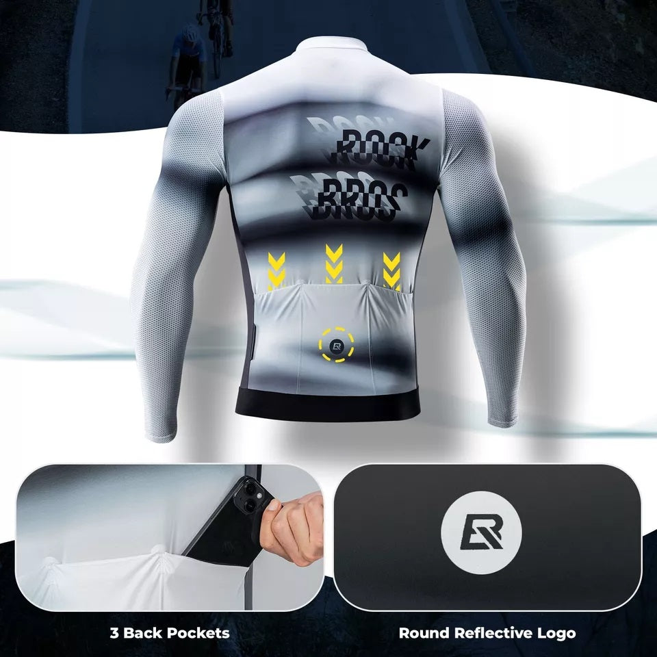 ROCKBROS pánský cyklistický dres, cyklodres s dlouhým rukávem, cyklistický dres pro cyklistiku, cyklistiku, MTB, silniční kolo, cyklistické oblečení, prodyšný, rychleschnoucí