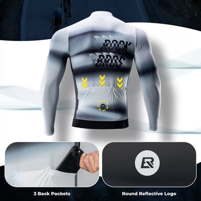 ROCKBROS pánský cyklistický dres, cyklodres s dlouhým rukávem, cyklistický dres pro cyklistiku, cyklistiku, MTB, silniční kolo, cyklistické oblečení, prodyšný, rychleschnoucí