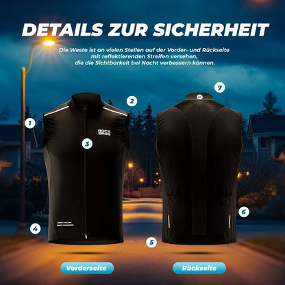 ROCKBROS větrná vesta cyklistická sportovní vesta větruodolná výstražná vesta cyklistická bunda bez rukávů vodoodpudivá softshellová vesta