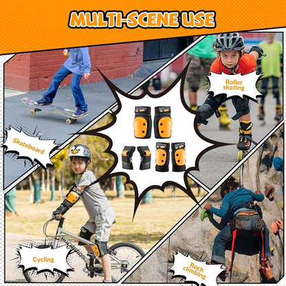ROCKBROS chrániče kolen dětská sada 6v1 chrániče bruslí inline chrániče kolen chrániče zápěstí a loktů cyklistický skateboard sportovní pro dívky a chlapce