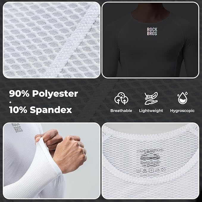 ROCKBROS košile s dlouhým rukávem pánský cyklistický dres, rychleschnoucí funkční triko, cyklistické oblečení, fitness triko na kolo, běh, tenis, turistiku, pánské