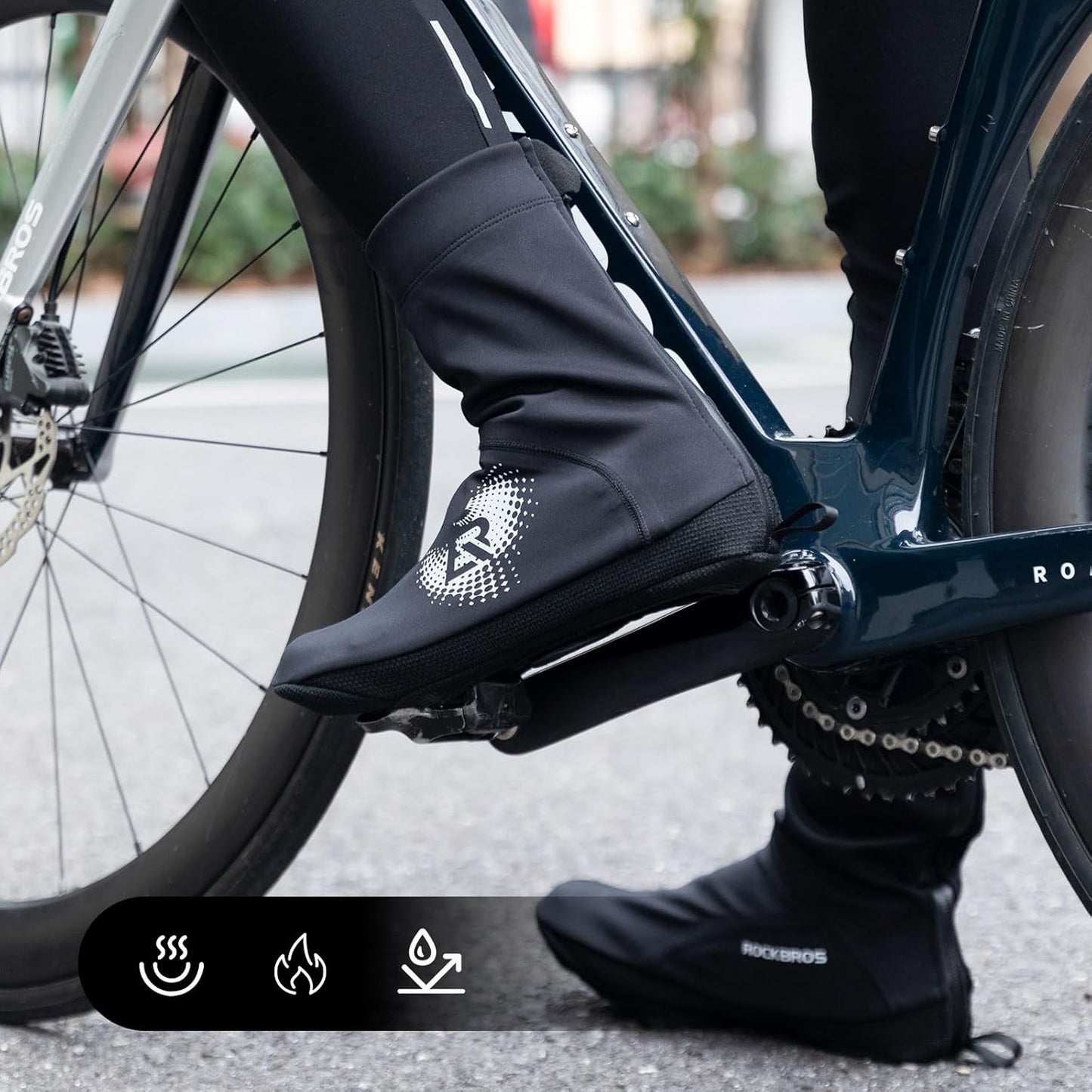 Návleky na kolo ROCKBROS LF1274 zateplené návleky na boty, vodoodpudivé, vhodné do -5 až 10 stupňů pro silniční kolo MTB