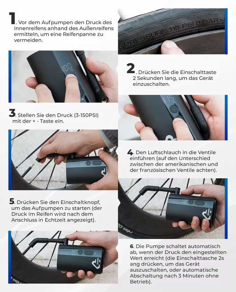 ROCKBROS cyklistická pumpa přenosná pumpa elektrická vzduchová pumpa 5000mAh 150PSI 380g