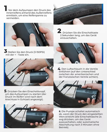 ROCKBROS cyklistická pumpa přenosná pumpa elektrická vzduchová pumpa 5000mAh 150PSI 380g