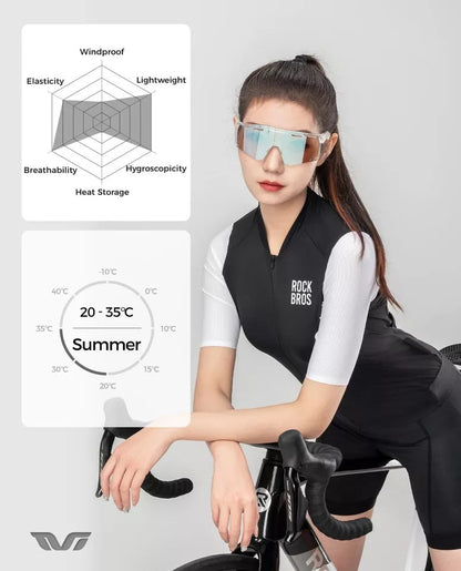 Cyklistický dres ROCKBROS dámský cyklistický dres s krátkým rukávem letní bunda na kolo cyklistický dres dres na silniční kolo se 3 zadními kapsami MTB cyklistické oblečení prodyšné