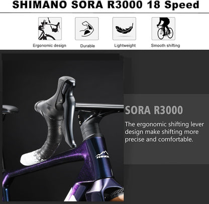 RINOS Odin1.0 Karbonové silniční kolo 700C Shimano SORA R3000 18 rychlostí