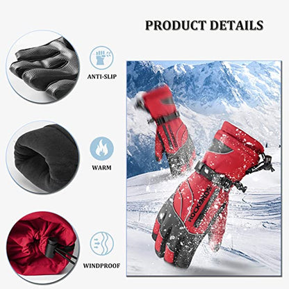 ROCKBROS Zimní rukavice Lyžařské rukavice Ženy Muži Teplé větruodolné na lyže Snowboarding -20 stupňů