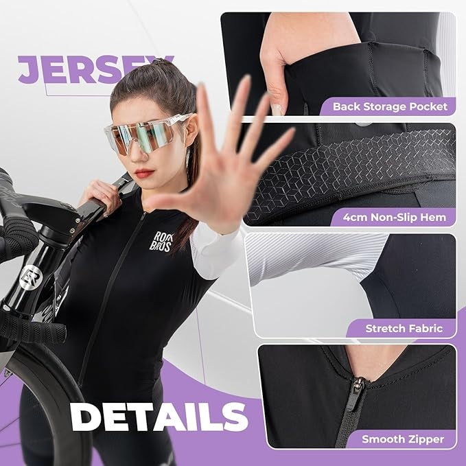 Cyklistický dres ROCKBROS dámský cyklistický dres s dlouhým rukávem letní bunda na kolo cyklistický dres dres na silniční kolo se 3 zadními kapsami MTB cyklistické oblečení prodyšné