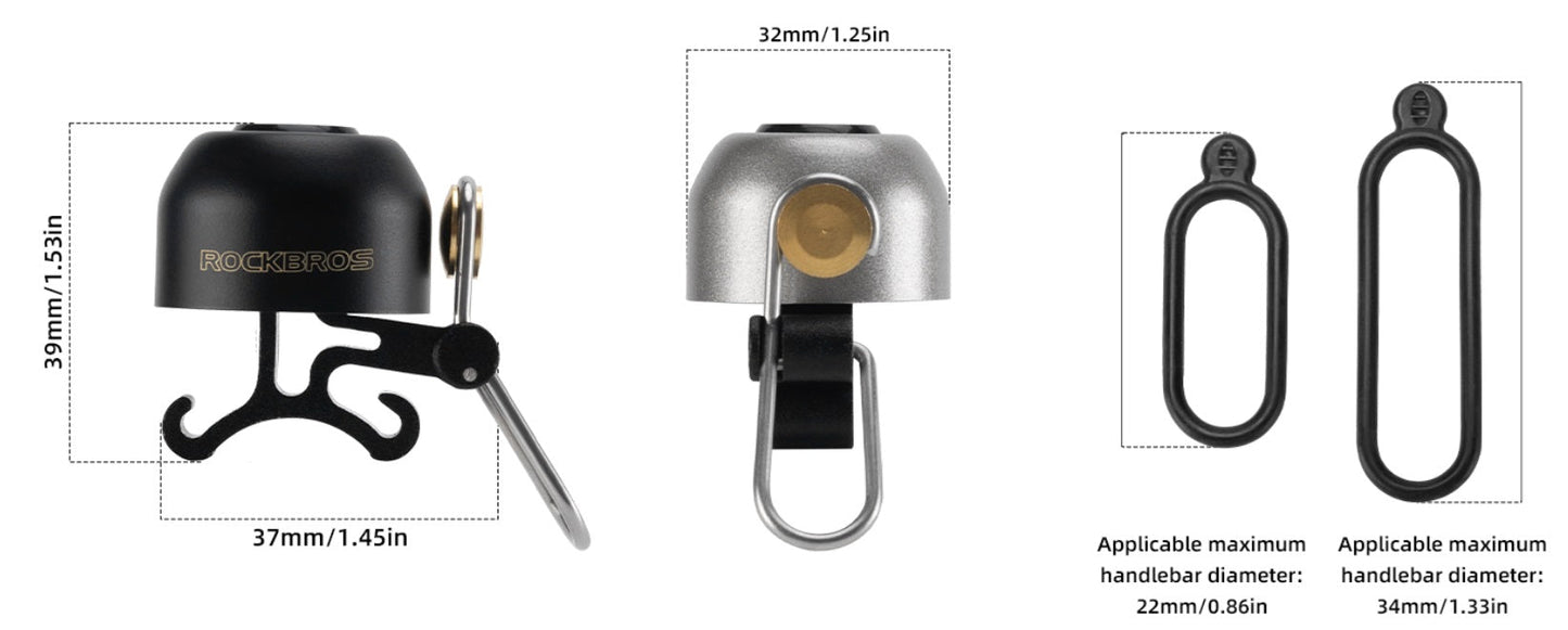 ROCKBROS zvonek na kolo řídítka klasický, horské kolo retro zvonek na kolo hlasitý zvonek na kolo měděný zvonek na kolo pro 22-34 mm