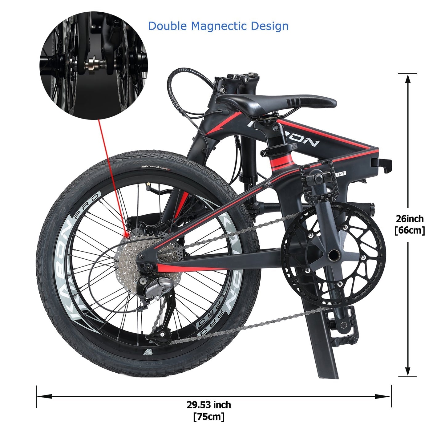 KABON Městské skládací kolo karbonové Shimano Altus 9S 20 palců s karbonovými koly