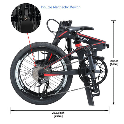 KABON Městské skládací kolo karbonové Shimano Altus 9S 20 palců s karbonovými koly