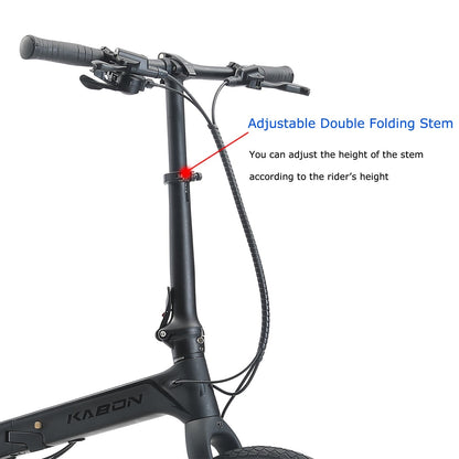 KABON Městské skládací kolo karbonové Shimano Altus 9S 20 palců s karbonovými koly