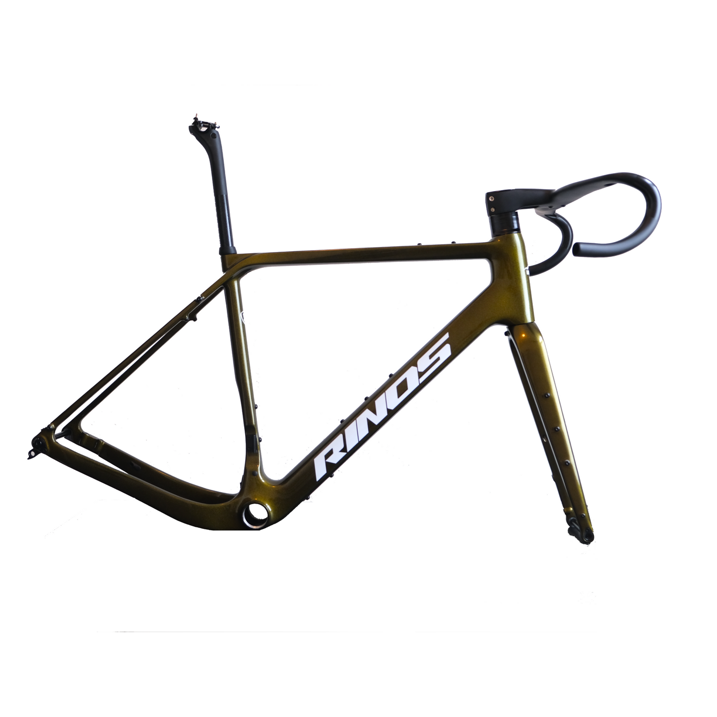 Sada rámu RINOS Gravel s vidlicí sedlovka řídítka karbonové vlákno T800 chameleon barva