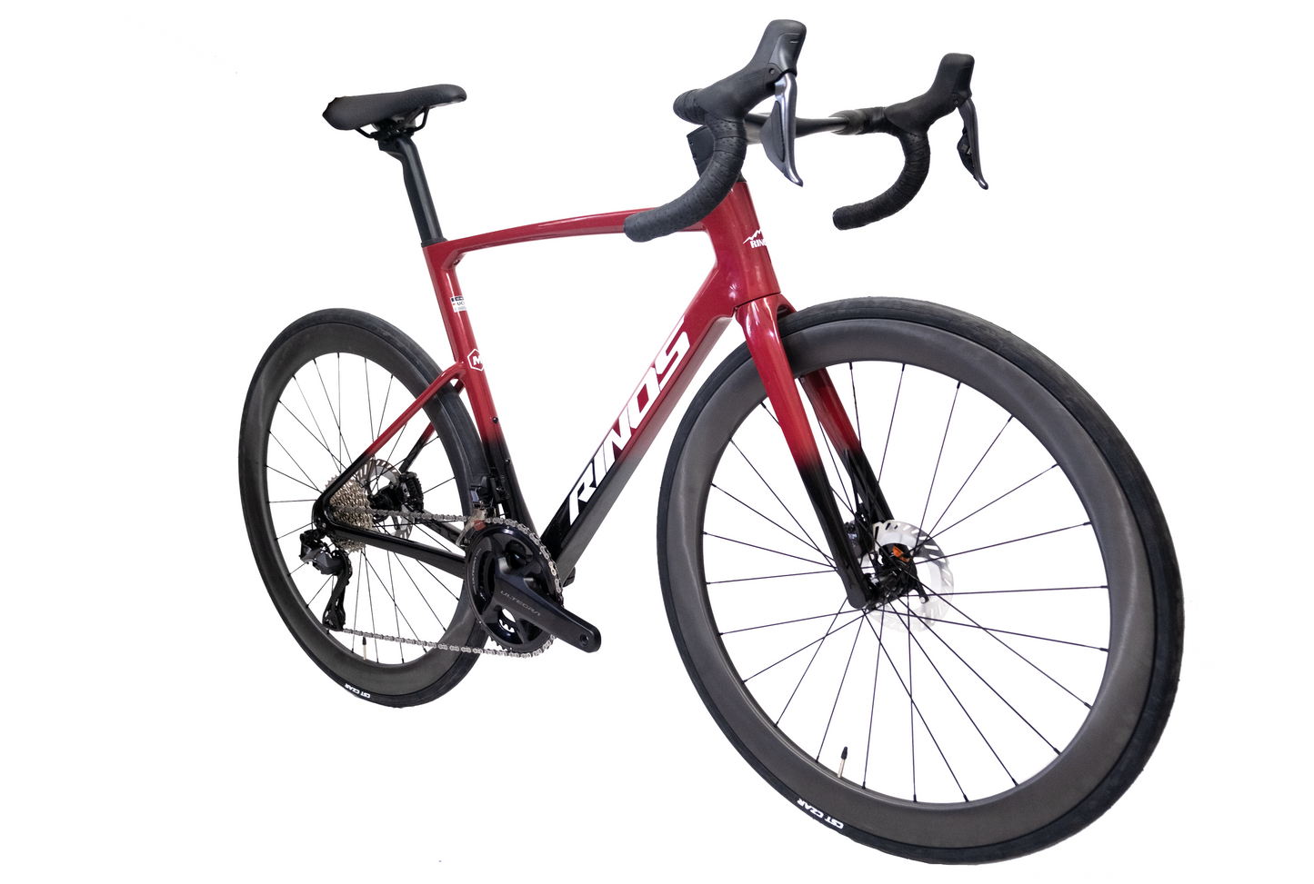 RINOS karbon silniční kolo Odin7.1 Shimano Ultegra Di2 Červená XS s karbonovými koly – 24 rychlostí