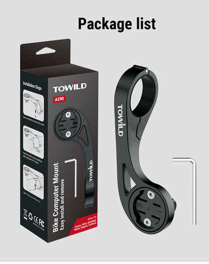 TOWILD AS90 prodlužovací držák svítilny na řídítka jízdního kola pro světlo na cyklistický počítač a GoPro GARMIN XOSS iGPSport