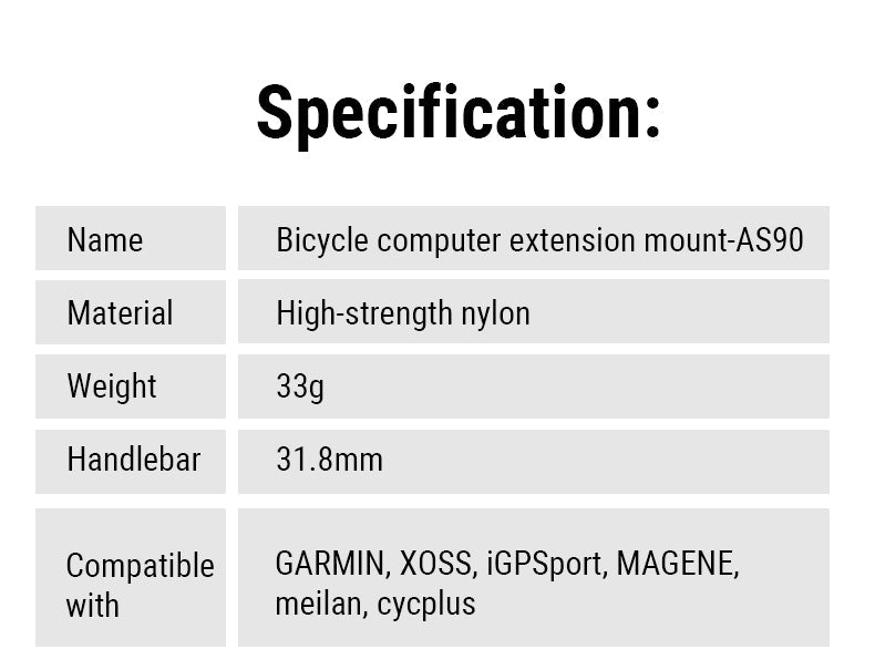 TOWILD AS90 prodlužovací držák svítilny na řídítka jízdního kola pro světlo na cyklistický počítač a GoPro GARMIN XOSS iGPSport