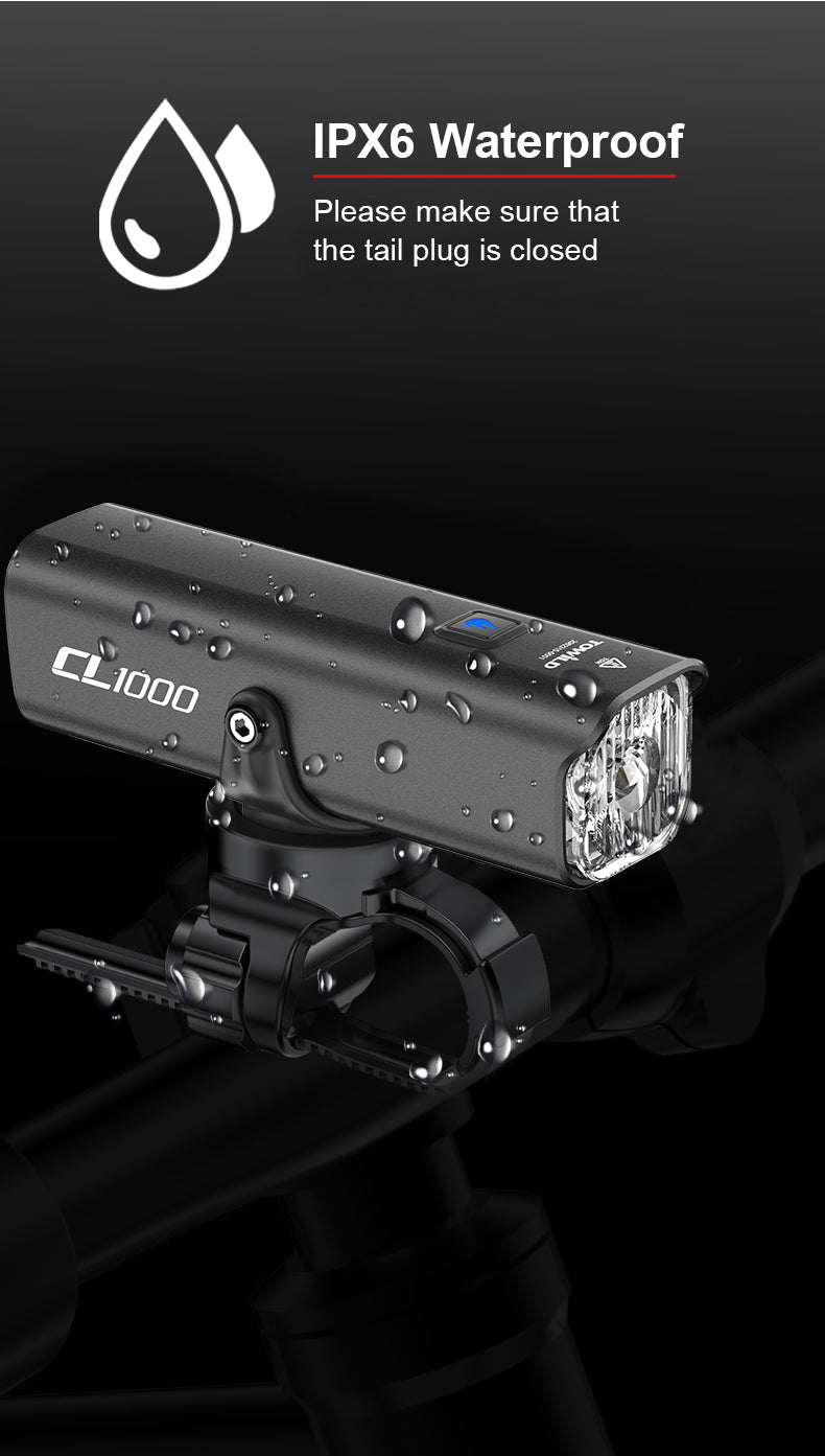 Světlo na kolo TOWILD CL1000 pro noční ježdění Kompatibilní s držákem Garmin/GoPro Mount 1000 Lumen Bright Cycle Light 4000mAh Baterie Vodotěsné světlo na kolo pro dojíždějící