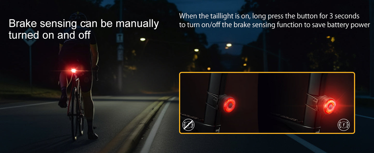 TOWILD TL03 Zadní světlo na kolo Brzdové auto s automatickým snímáním Zadní světlo na kolo USB Dobíjecí zadní světlo IPX7 Vodotěsné 3 bezpečnostní režimy Ultra jasné pro noční bezpečnost jízdy