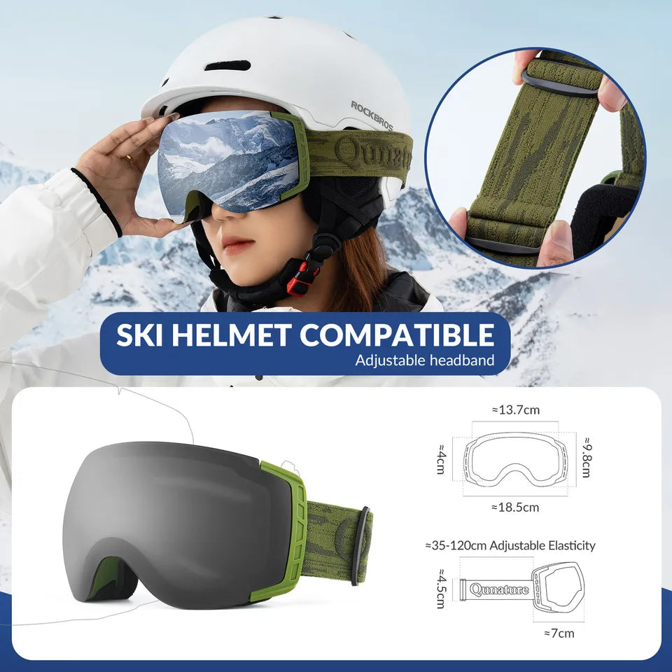 Qunature lyžařské brýle, snowboardové brýle, antifog UV400 dámské/mužské pro nositele brýlí