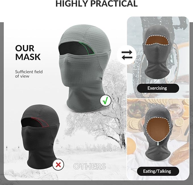 Qunature Balaclava Zimní lyžařská maska Balaclava Lyžařská Motocyklová maska Ženy/Muži Hřejivá větruodolná Prodyšná kukla pro outdoorové sporty Lyžování Snowboarding Cyklistika