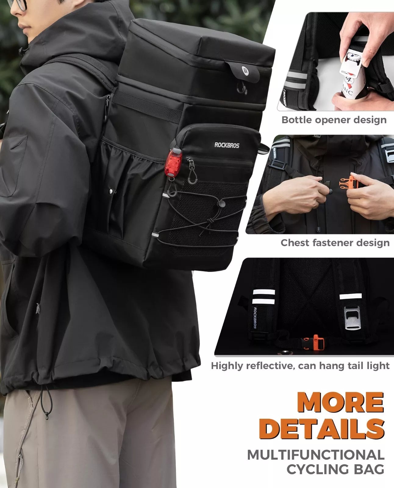 ROCKBROS Odnímatelný batoh Multifunkční batoh 3,5+14L Outdoor Travel