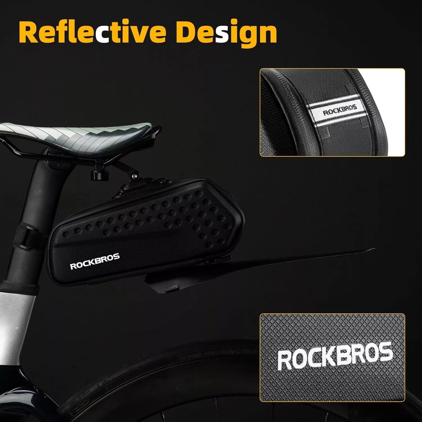 Sedlová brašna ROCKBROS pevná skořepinová cyklistická taška s blatníkem a rychloupínákem