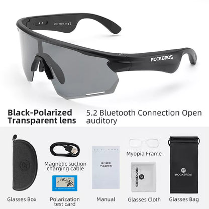 Elektronické brýle ROCKBROS Bluetooth Kolo Motocykl Auto Outdoor Running TAC