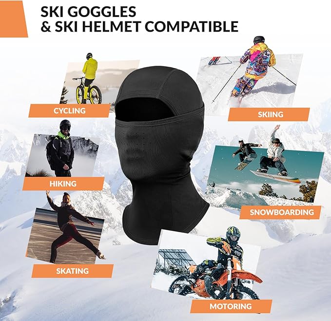 Qunature Balaclava Balaclava Zimní lyžařská maska Větruodolná Prodyšná maska na obličej M/L pro outdoorové sporty Lyžování Cyklistika Snowboarding Motocykl ženy/muži