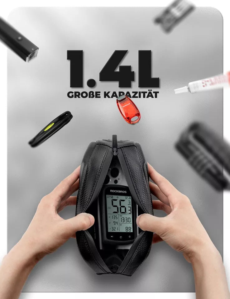 ROCKBROS 1,4L rámová taška na kolo taška na kolo pro rámy jízdních kol vodotěsná do 6,8 palce