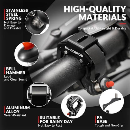 Zvonek na kolo, hlasitý 100 dB, inovativní mini zvonek na kolo, ROCKBROS