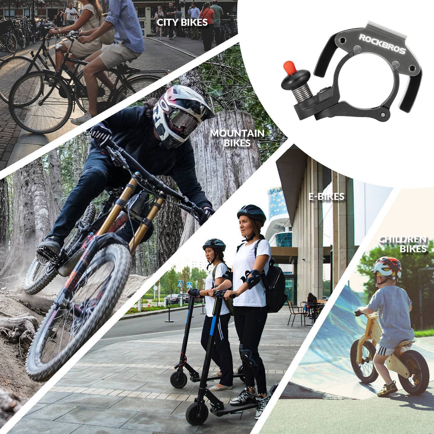 Zvonek na kolo, hlasitý 100 dB, inovativní mini zvonek na kolo, ROCKBROS