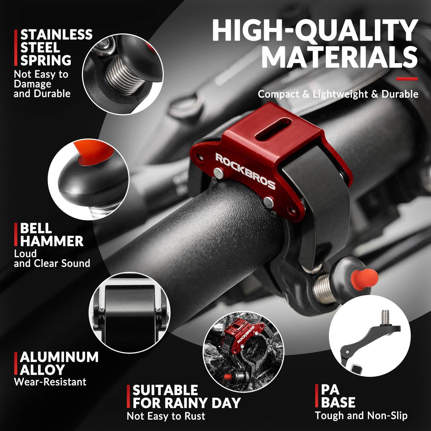Zvonek na kolo, hlasitý 100 dB, inovativní mini zvonek na kolo, ROCKBROS