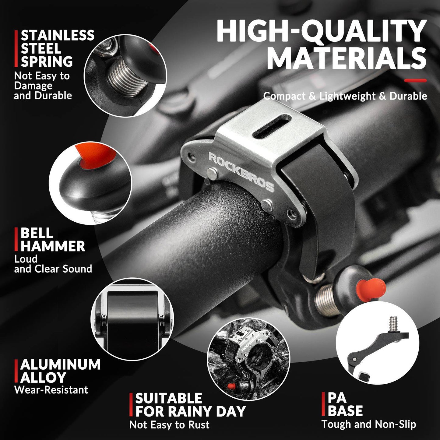 Zvonek na kolo, hlasitý 100 dB, inovativní mini zvonek na kolo, ROCKBROS
